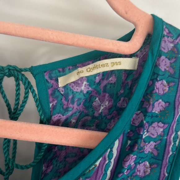 Ne Quittez Pas Floral Peasant Dress Purple Teal - Picture 9 of 12